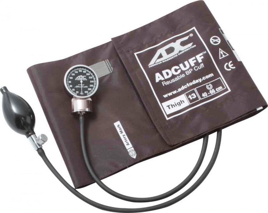 Diagnostix 703 Trigger-Style Palm Aneroid. 1 Piece Cuff, Thigh. Brown