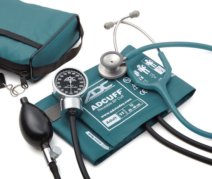 Pro's Combo III 778/603 Pocket Aneroid/Clinician Stethoscope Kit. Cuff w/ Bladder. Teal