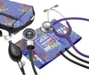 Pro's Combo III 778/603 Pocket Aneroid/Clinician Stethoscope Kit. Cuff w/ Bladder. Peter's Blue Swirly