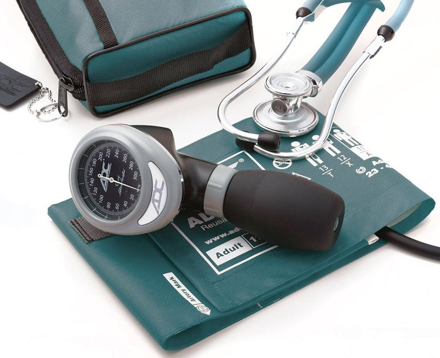 Pro's Combo III Palm Aneroid Kit w/ Sprague Stethoscope. Cuff w/ Bladder. Teal