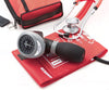 Pro's Combo III Palm Aneroid Kit w/ Sprague Stethoscope. Cuff w/ Bladder. Red