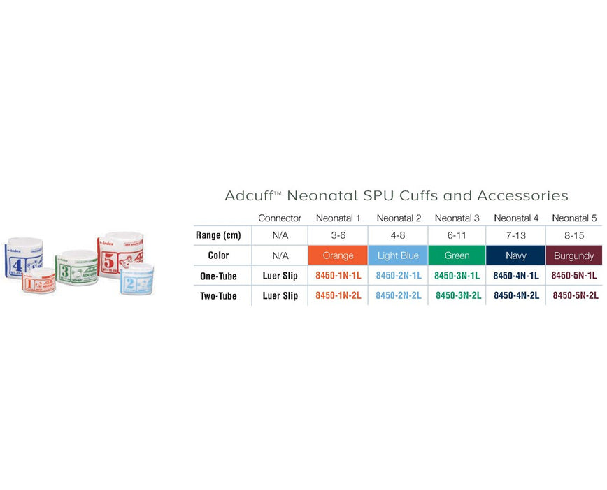 Adcuff SPU Neonatal Cuff w/ Two Tubes & Luer Connector