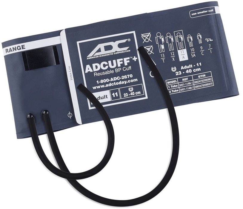 Adcuff+ Reusable Blood Pressure 1-Piece-Cuff. 2-Tube. Adult. Navy