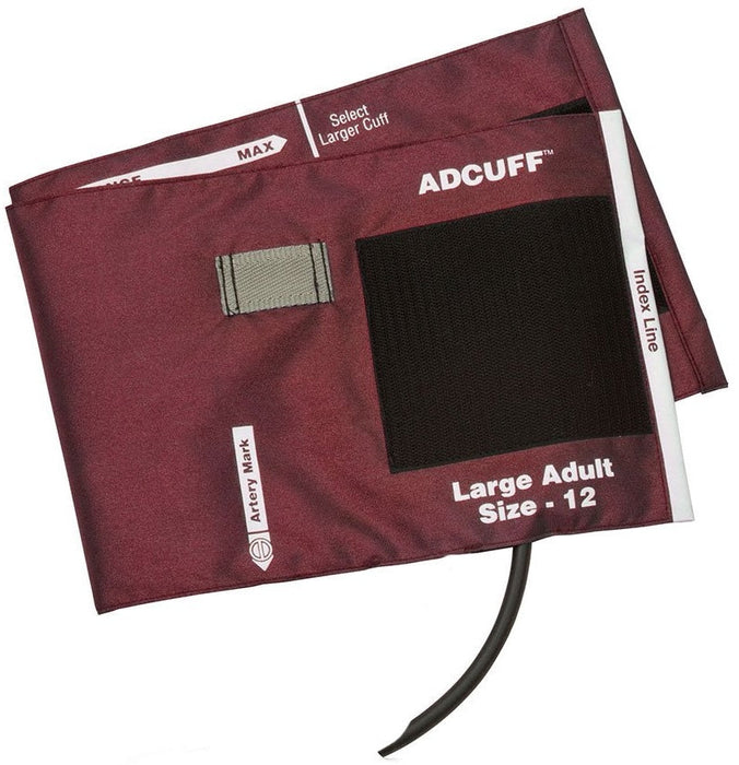 Adcuff Cuff w/ 1-Tube Inflation Bladder. Large Adult w/ Bayonet Connector. Burgundy
