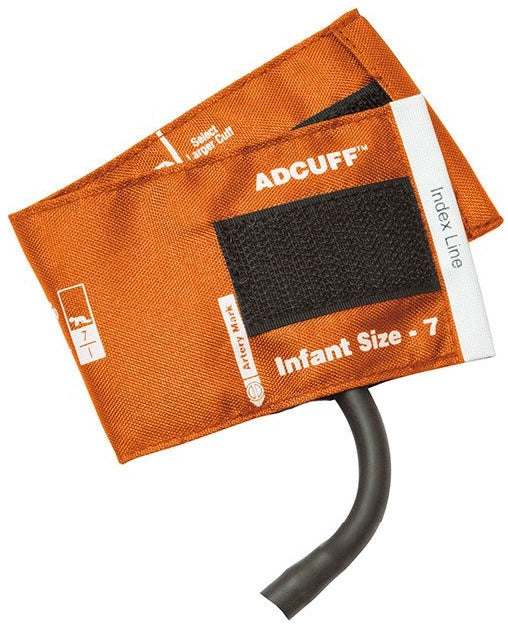 Adcuff Cuff w/ 1-Tube Inflation Bladder. Infant w/ Bayonet Connector. Orange