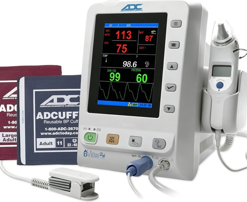 Adview 2.6 Diagnostic Spot Vital Signs Monitor, SpO2, IR Tympanic Thermometer, Printer