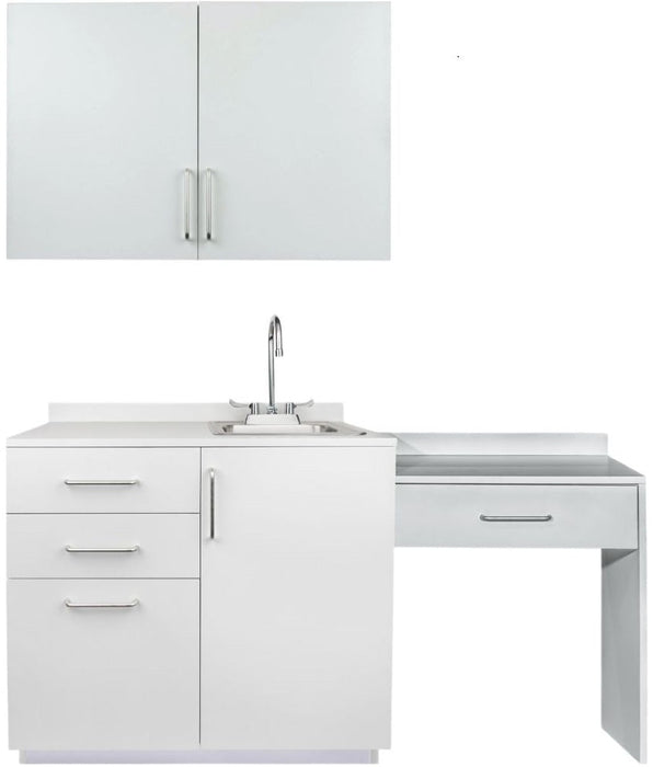 Wall & Base Cabinet Package. 72"W w/ Left Sink & Side Desk [Ships Assembled]