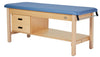 Aristo H-Brace Treatment Table. Flat Top w/ Shelf, Drawers & Removable Face-Cushion [Blue Antimicrobial Upholstery]