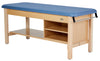 Aristo H-Brace Treatment Table. Flat Top w/ Shelves & Removable Face-Cushion [Blue Antimicrobial Upholstery]
