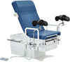Pointe Power Hi-Lo Exam Table. Shrouded Base w/ Adjustable Back, Stirrups, Handrail & Knee Crutch. ADA Compliant [Blue Antimicrobial Upholstery]