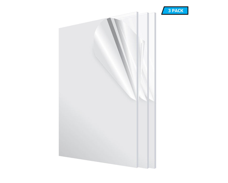 Acrylic Plexiglass Sheet 1/8 Inches Thick 12" x 24" Clear 3 Pack