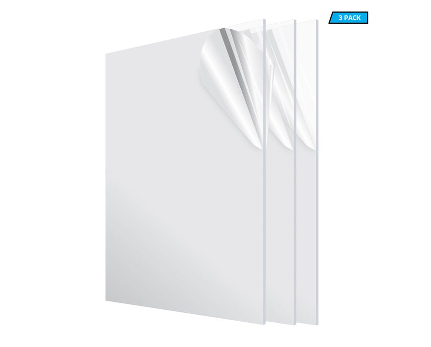 Acrylic Plexiglass Sheet 1/8 Inches Thick 24" x 48" Clear 3 Pack