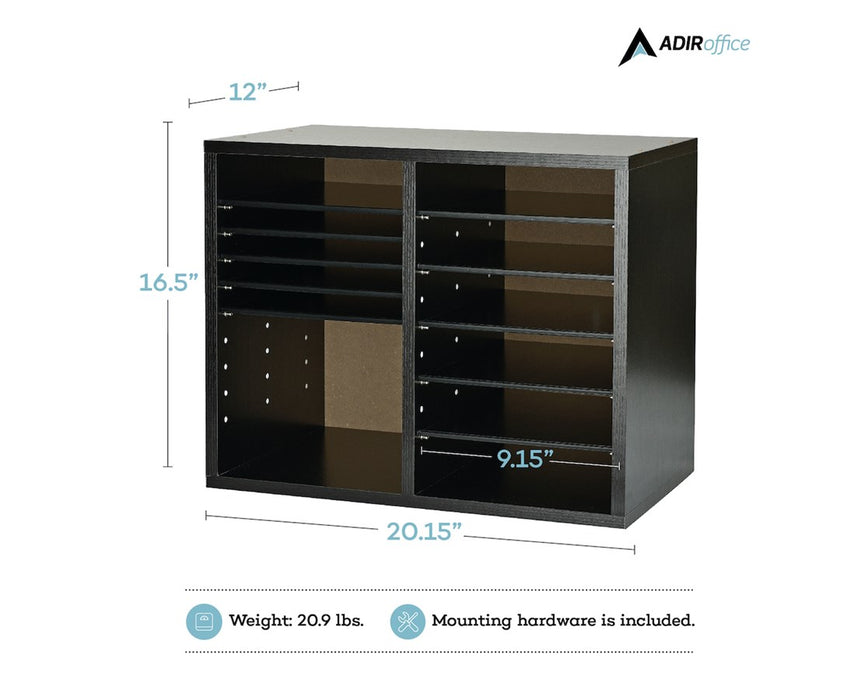 Wooden Literature Organizer w/ Compartments