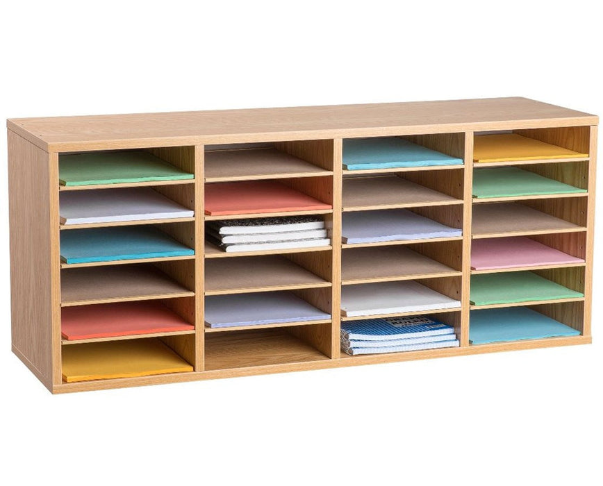 Wooden Literature Organizer 24 Compartments Oak