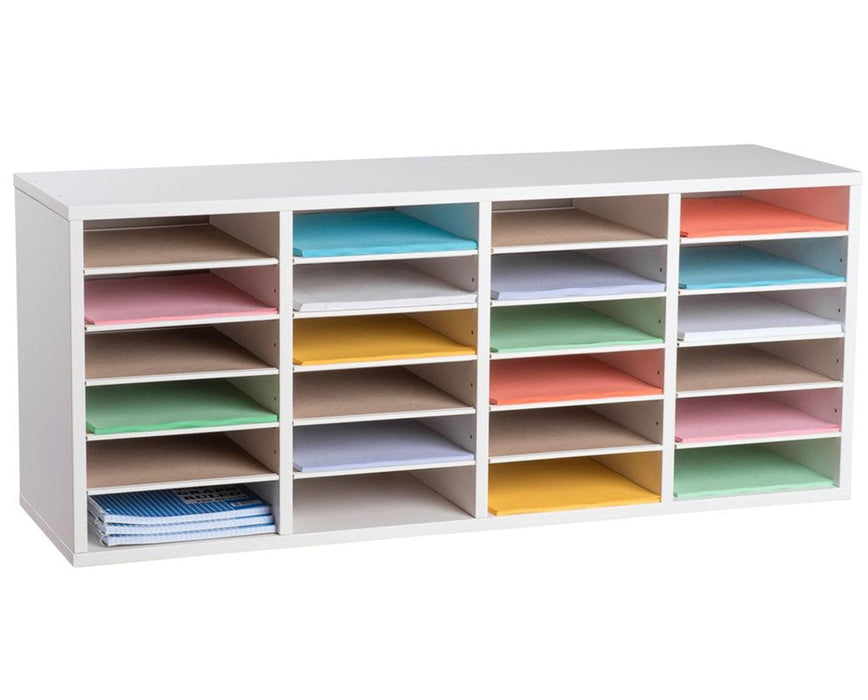 Wooden Literature Organizer 24 Compartments White