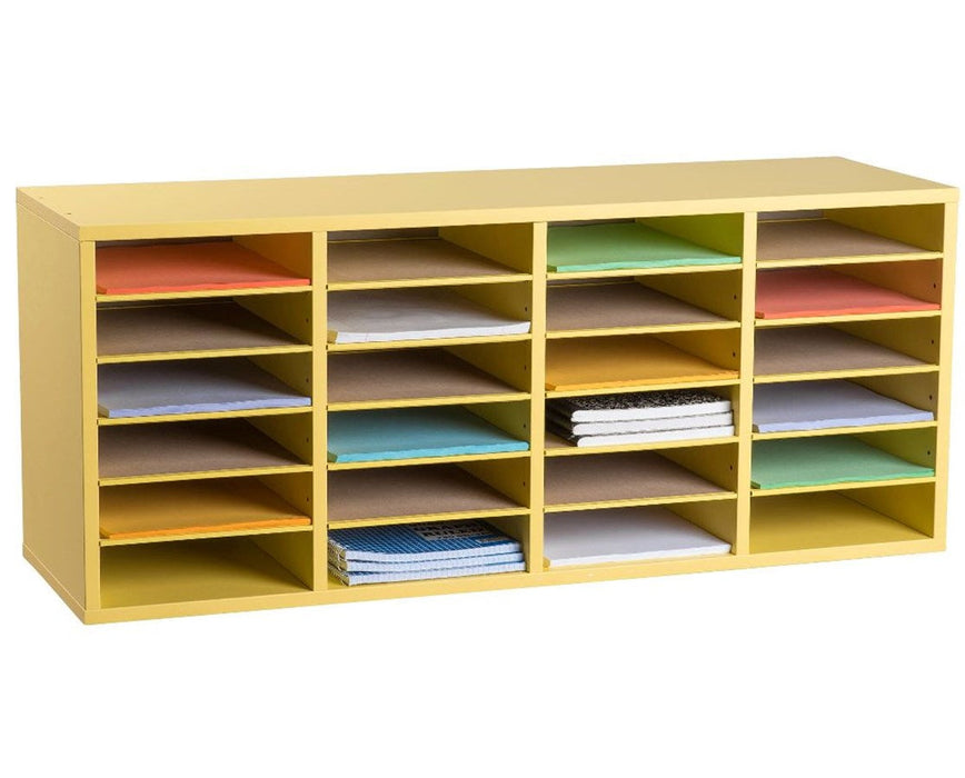 Wooden Literature Organizer 24 Compartments Yellow