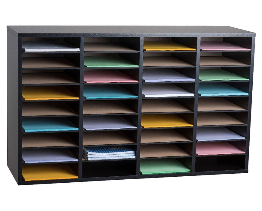 Wooden Literature Organizer 36 Compartments Black