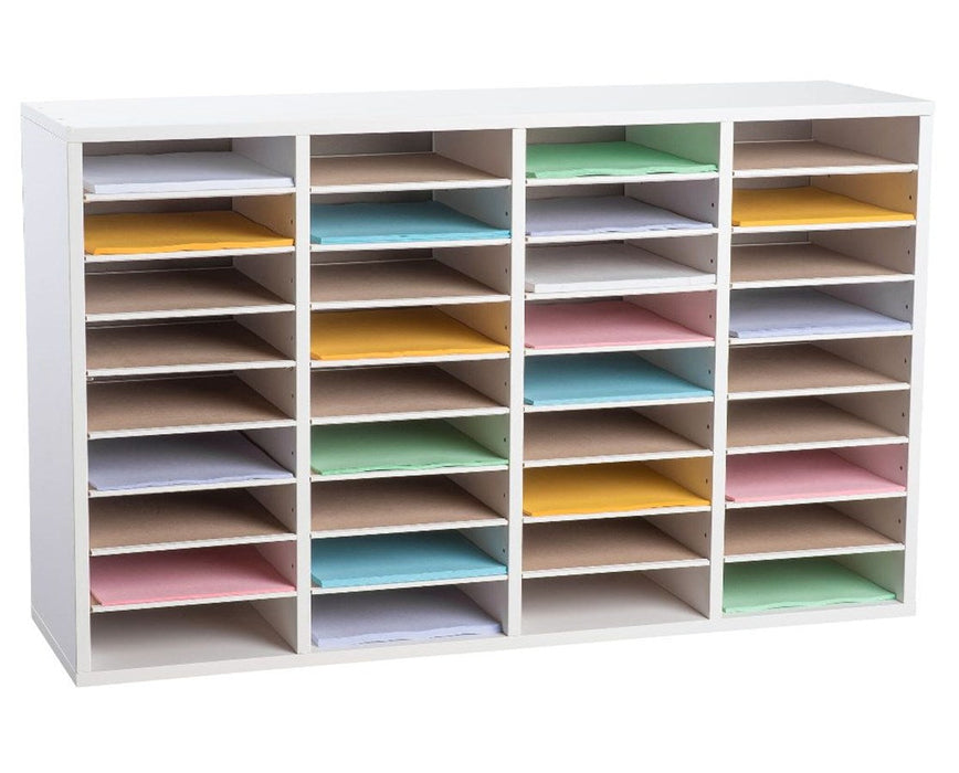 Wooden Literature Organizer 36 Compartments White