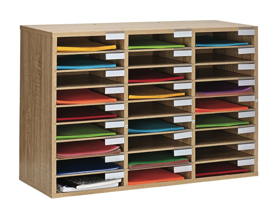 Wooden Literature Organizer 27 Compartments Oak