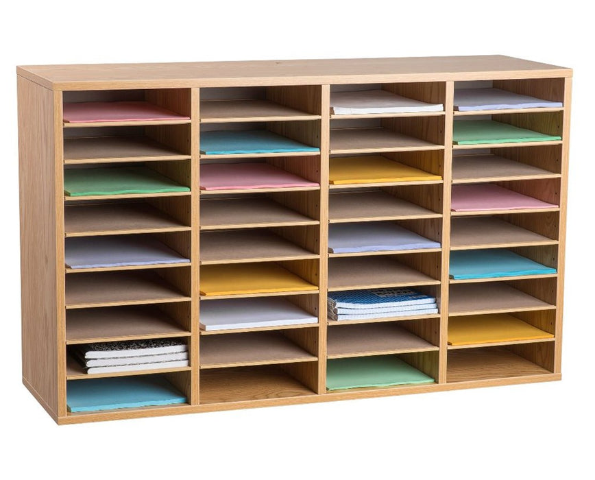 AdirOffice AdirOffice Medium Oak Wood 16 Extra-Wide Shelves Construction  Paper Organizer at