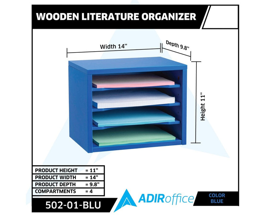 Stackable Desk Organizer with Removable Shelves, Curved Edge Blue