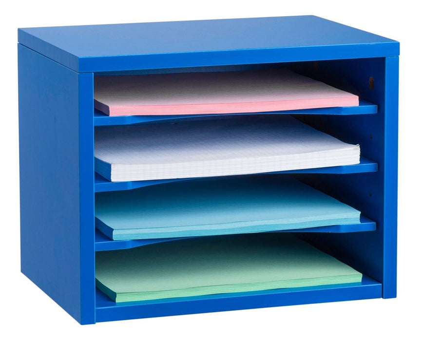 Stackable Desk Organizer with Removable Shelves, Curved Edge Blue