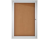 Enclosed Bulletin Board, Single Door. Cork Mounting Surface. Silver