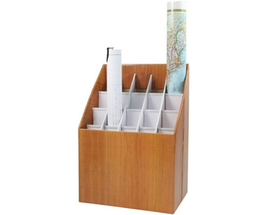 Blueprint Storage Upright Roll File, Fiberboard, Walnut - 20 Tubes