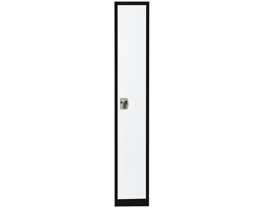 Large Single Door Locker. Black Body w/ White Doors