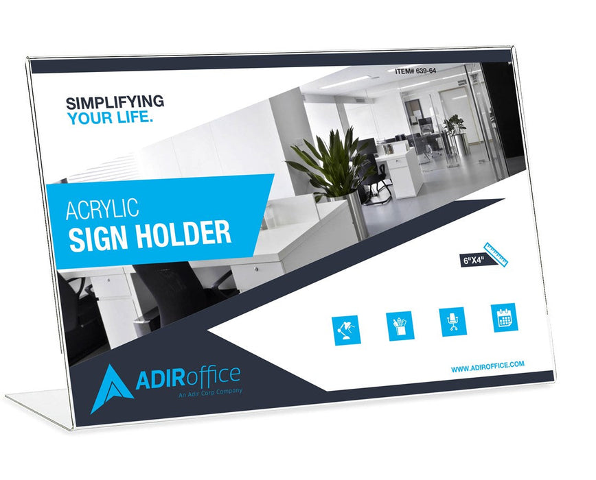 rOffice 4 x 6Landcape Slanted Side-Long Sign Holder (3/pk)