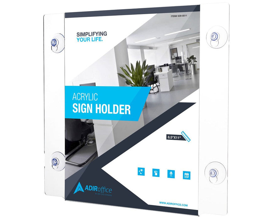 Acrylic Window Sign Holder with Suction Cups