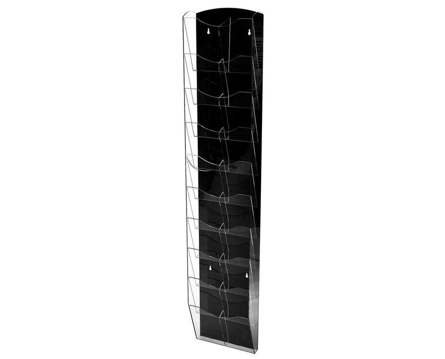 10"W Hanging Magazine Rack with Adjustable Sliding Pockets - Black