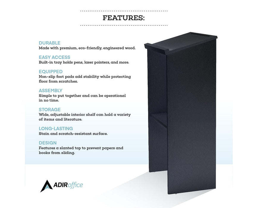 Lectern with Adjustable Shelf and Pen/Pencil Tray