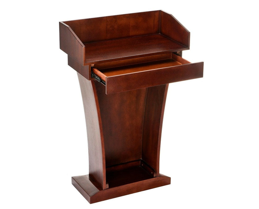 Wood Speaking Lectern, Drawer and Storage Area