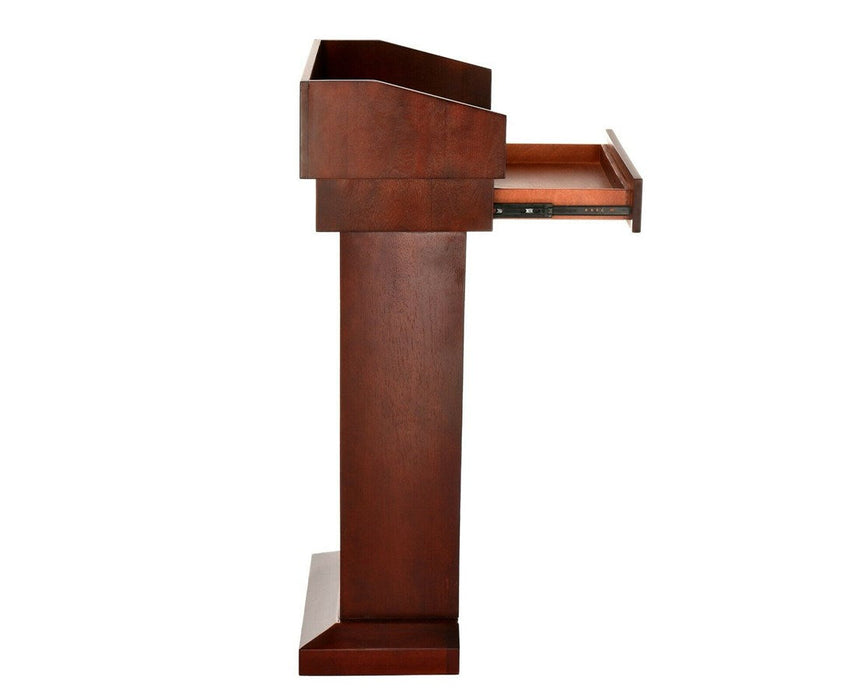 Wood Speaking Lectern, Drawer and Storage Area