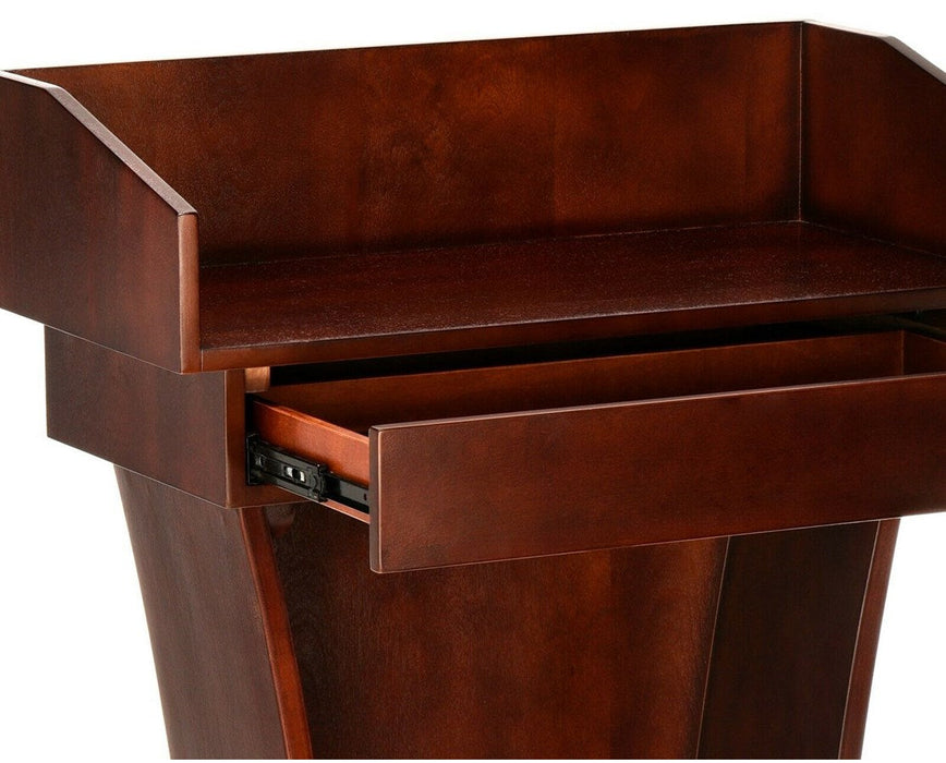 Wood Speaking Lectern, Drawer and Storage Area