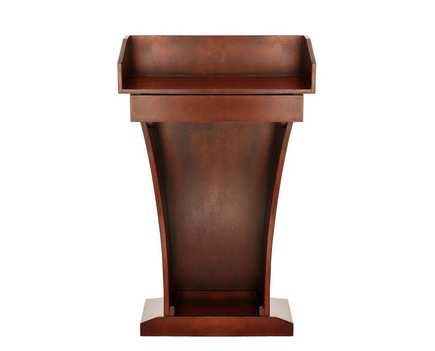 Wood Speaking Lectern, Drawer and Storage Area (Cherry Wood Grain)