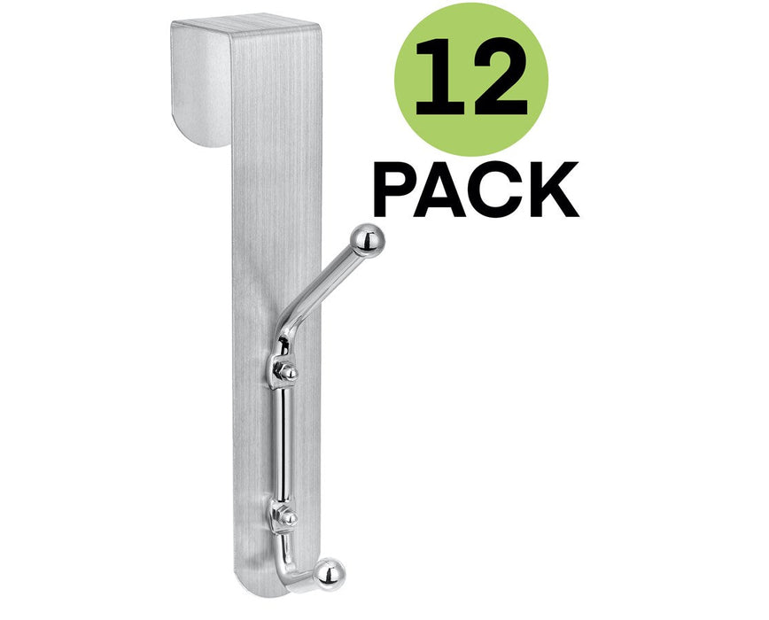 Over the Door Coat Hook, Silver 12-Pack