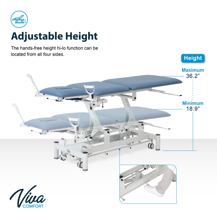 Power Hi-Lo Exam Table w/ Open Base, Adjustable Back, Drop Section, Casters & Antimicrobial Upholstery [Stirrups & Paper Dispenser Option]