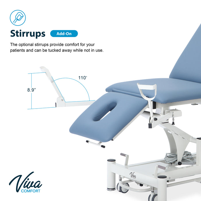 Power Hi-Lo Exam Table w/ Open Base, Adjustable Back, Drop Section, Casters & Antimicrobial Upholstery [Stirrups & Paper Dispenser Option]