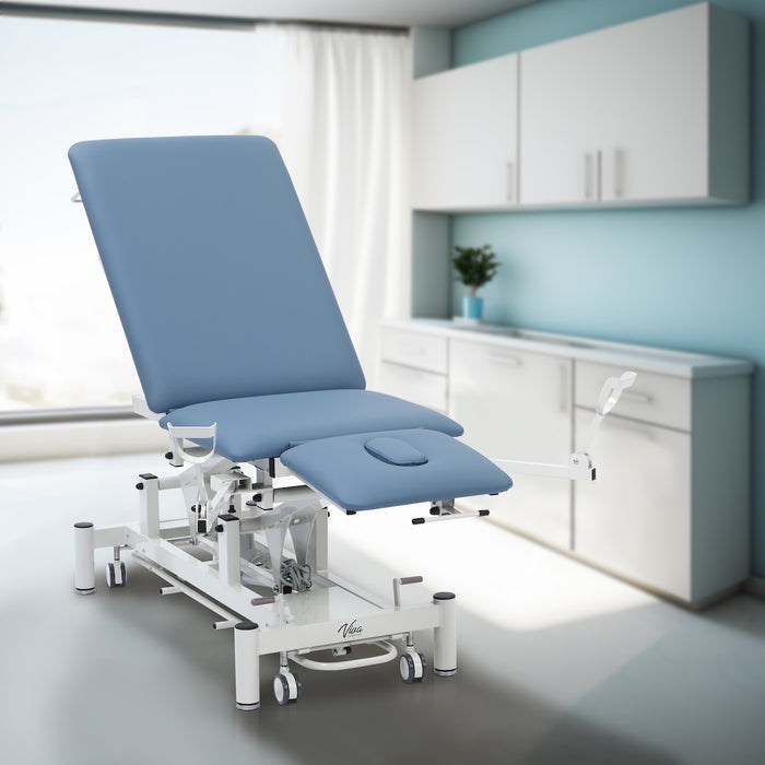 Power Hi-Lo Exam Table w/ Open Base, Adjustable Back, Drop Section, Casters & Antimicrobial Upholstery [Stirrups & Paper Dispenser Option]