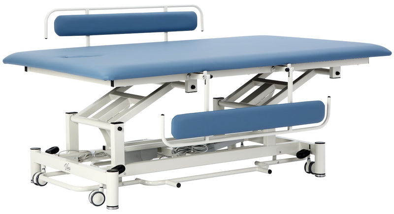 Bariatric Power Hi-Lo Rehab Therapy Table w/ Flat Top, Side Rails w/ Casters & Antimicrobial Upholstery