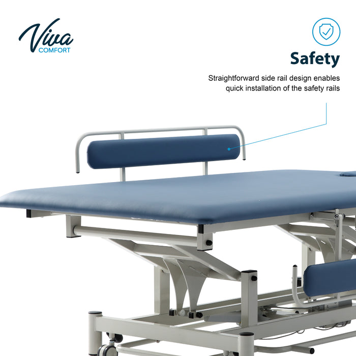 Bariatric Power Hi-Lo Rehab Therapy Table w/ Flat Top, Side Rails w/ Casters & Antimicrobial Upholstery