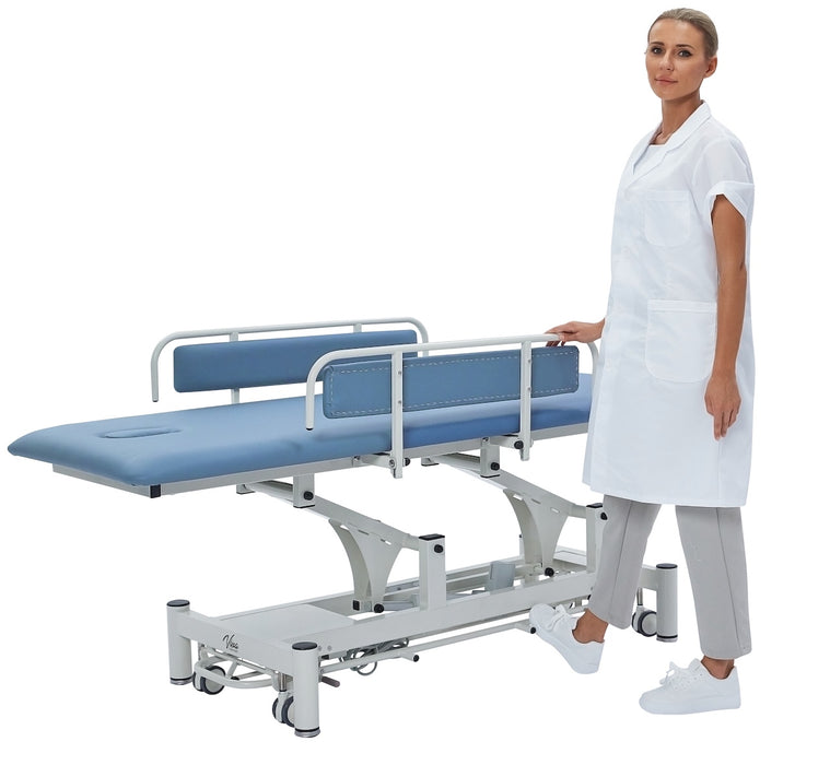 Power Hi-Lo Treatment Table w/ Flat Top, Casters, Side Rails & Antimicrobial Upholstery [Changing Table]