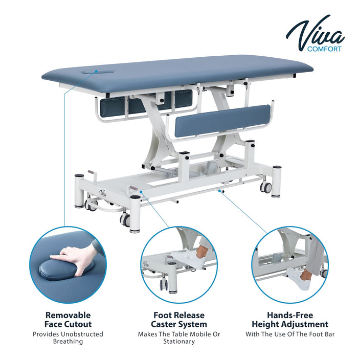 Power Hi-Lo Treatment Table w/ Flat Top, Casters, Side Rails & Antimicrobial Upholstery [Changing Table]