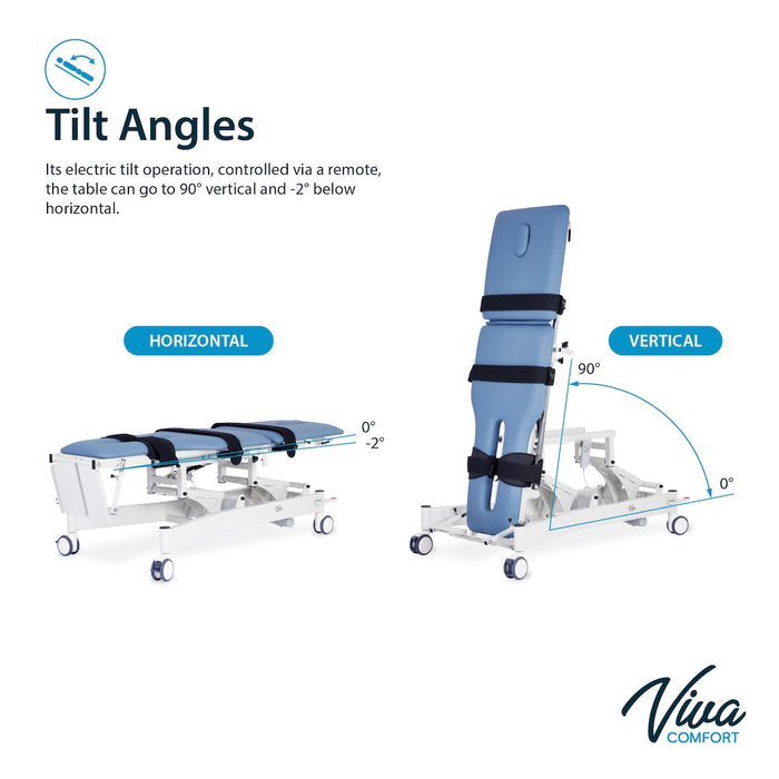 Power Hi-Lo Tilt Table w/ Adjustable Back, Footrest w/ Casters & Antimicrobial Upholstery for Physical Therapy