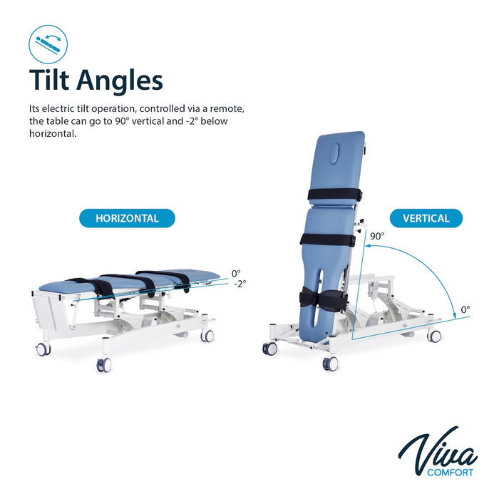 Power Hi-Lo Tilt Table w/ Adjustable Back, Footrest w/ Casters & Antimicrobial Upholstery for Physical Therapy