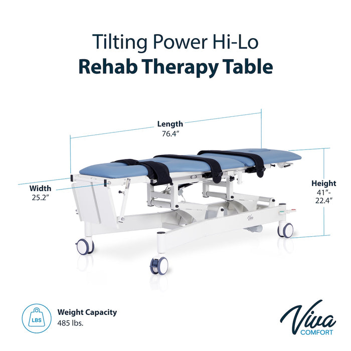 Power Hi-Lo Tilt Table w/ Adjustable Back, Footrest w/ Casters & Antimicrobial Upholstery for Physical Therapy