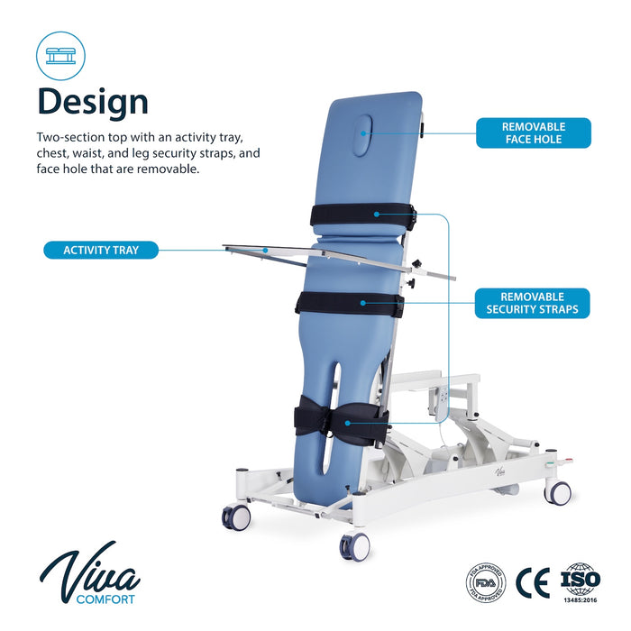 Power Hi-Lo Tilt Table w/ Adjustable Back, Footrest w/ Casters & Antimicrobial Upholstery for Physical Therapy