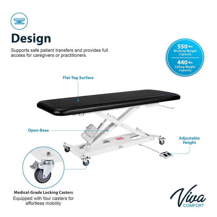 XRO Power Hi-Lo Exam Table, Open Base w/ Flat Top, Casters & Antimicrobial Upholstery